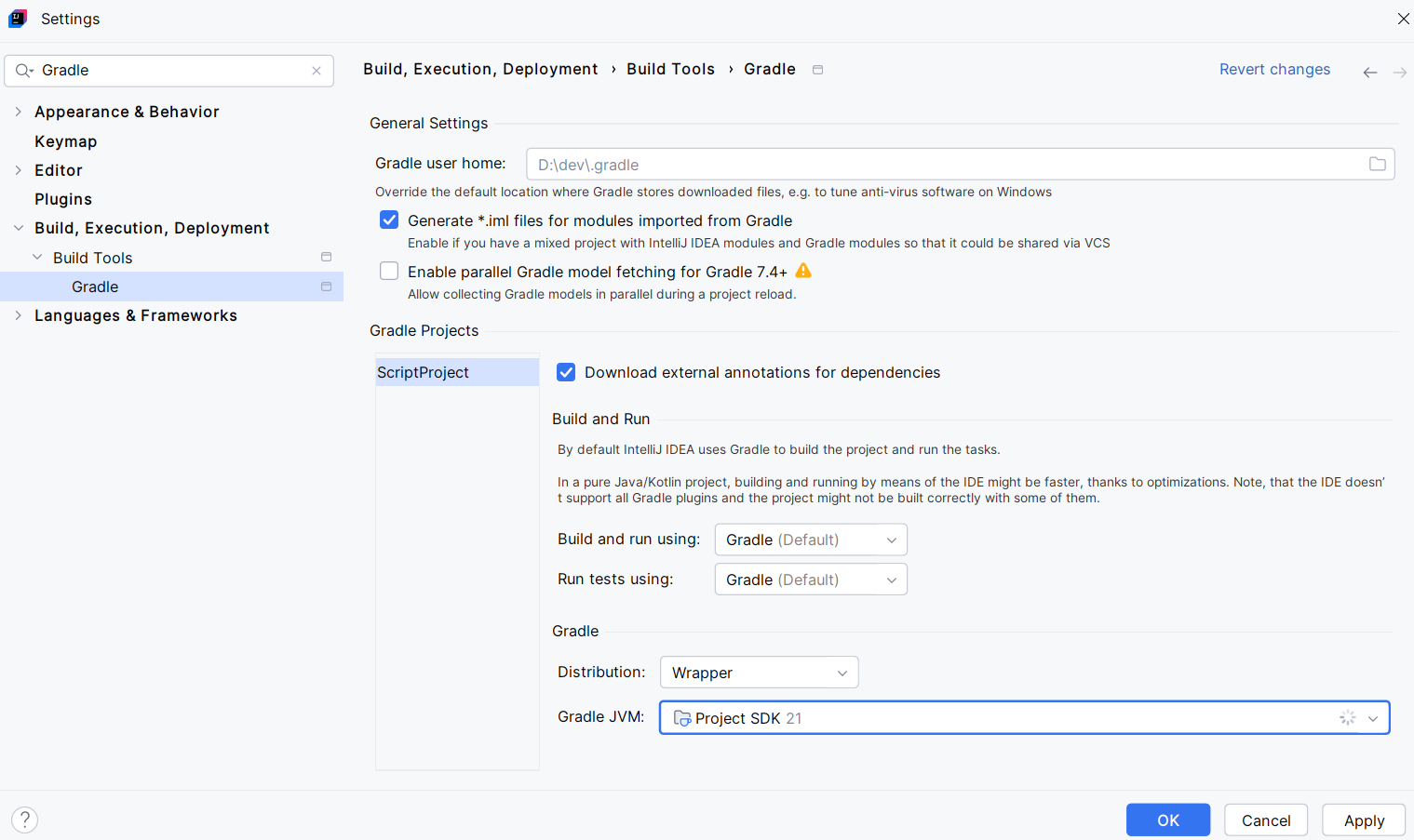 Gradle JVM Setting