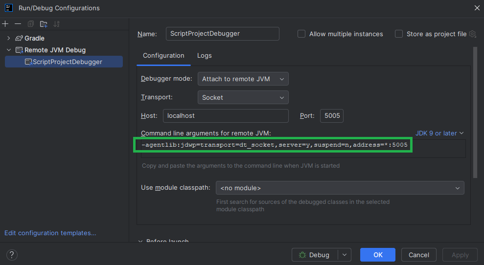 Remote Debug Options